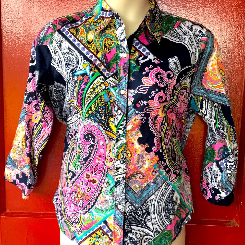 Ralph Lauren Blue Paisley Blouse